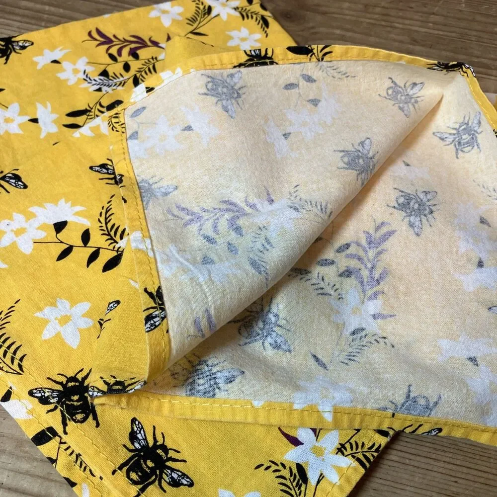 Lilac & Vine Regal Art & Gifts Cotton Table Napkins Yellow Bumble Bees set of 3